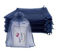 Jexila 100 bolsas de organza azul marino de 4 x 6 pulgadas, pequeñas bolsas de regalo de malla con cordón para joyas, bodas, fiestas de cumpleaños, bolsas de dulces (azul marino, 4 x 6 pulgadas)