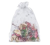 Jexila 100 bolsas de organza de Navidad de 4 x 6 pulgadas, bolsas de joyería con cordón de copo de nieve pequeñas para Navidad, bodas, fiestas, dulces, bolsas de golosinas (copo de nieve, plateado)