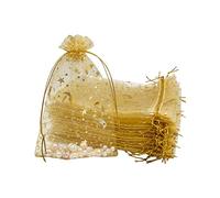Jexila 100 bolsas de organza doradas de 4 x 6 pulgadas, bolsas de joyería pequeñas de malla con cordón, bolsas de regalo para bodas, fiestas, baby showers, bolsas de dulces