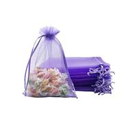 Jexila 100 bolsas de organza lavanda de 5 x 7 pulgadas con bolsas de cordón, pequeñas bolsas de regalo de malla para joyas, bodas, cumpleaños, baby shower, fiestas (lila)