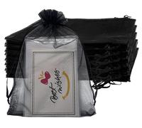 Jexila 100 bolsas de organza negras de 4 x 6 pulgadas, bolsas de malla con cordón, bolsas de regalo de joyería para bodas, fiestas, bolsas de caramelos
