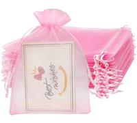 Jexila 100 bolsas de organza transparente de 4 x 6 pulgadas, bolsas de malla con cordón, pequeñas para bodas, fiestas, bolsas de regalo (rosa)