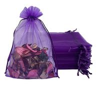 Jexila 100 bolsas de organza transparente de alta calidad de 5 x 7 pulgadas con cordón de malla, bolsas de regalo para bodas, fiestas, festivales, dulces, bolsas de regalo (morado)