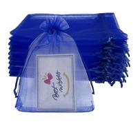 Jexila 100 bolsas de regalo de organza azul real de 4 x 6 pulgadas, pequeñas bolsas de malla con cordón para boda, fiesta de cumpleaños, bolsas de regalo para joyas, caramelos, velas