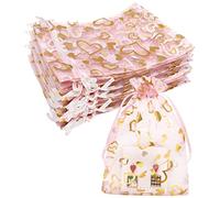 Jexila 100 bolsas de regalo de organza rosa de 4 x 6 pulgadas, bolsa de regalo de boda, bolsa pequeña de malla con cordón, bolsa de joyería para baby shower, fiesta, bolsas de dulces (rosa)