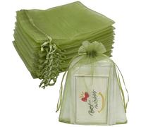 Jexila 100 bolsas de regalo de organza verde oliva de 5 x 7 pulgadas, bolsa de regalo pequeña de malla con cordón para joyas, caramelos, velas, bolsa de protección de frutas