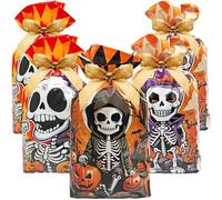 Jexila 50 bolsas de plástico para dulces de Navidad, bolsas de regalo de Navidad de 5.9 x 9 pulgadas, bolsas de regalo de Navidad para galletas, aperitivos, fiestas, regalos (calavera)