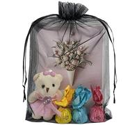 Jexila 50 bolsas de regalo de organza negra transparente de 8 x 12 pulgadas, bolsas grandes de malla con cordón, bolsa de maquillaje para envolver regalos, fiesta de cumpleaños, regalos de Halloween