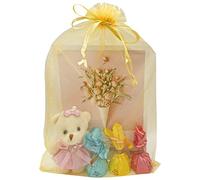 Jexila 50 bolsas grandes de organza de 8 x 12 pulgadas, bolsas de regalo de malla transparente dorada con cordón para Navidad, boda, fiesta (dorado)