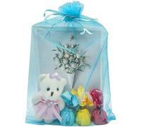 Jexila 50 bolsas grandes de organza de 8 x 12 pulgadas, bolsas de regalo de malla turquesa con cordón para Navidad, boda, fiesta, bolsas de regalo