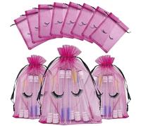 Jexila Paquete de 100 bolsas de maquillaje para pestañas de ojos, bolsas de maquillaje de malla con cordón, bolsas vacías de regalo de belleza, bolsa de cosméticos para mujeres y niñas, suministros de