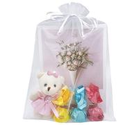 Jexila Paquete de 50 bolsas de organza blancas de 8 x 12 pulgadas, bolsas grandes de malla con cordón, embalaje de regalo para joyas, Navidad, boda, fiesta (blanco)