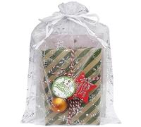 Jexila Paquete de 50 bolsas de organza grandes de Navidad de 8 x 12 pulgadas, bolsa de regalo de malla con cordón de copo de nieve para fiestas de Navidad, bolsas de regalo