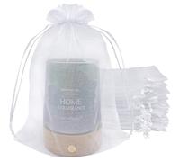 Jexila Paquete de 50 bolsas de regalo de organza blanca de 6 x 9 pulgadas, bolsas de malla transparente con cordón para joyas, recuerdos de boda, baby shower, fiesta, bolsas de golosinas