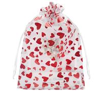 Jexila Paquete de 50 bolsas de regalo de organza para el día de San Valentín, 8 x 12 pulgadas, estampado de corazón transparente, bolsas de regalo de San Valentín con cordón para regalo de San