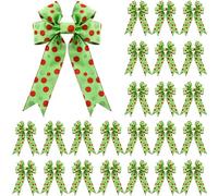 Jexine 24 lazos para corona de Navidad de 6.7 x 5.5 pulgadas, lazos grandes de Navidad, lazos de Navidad para interiores y exteriores, árbol de Navidad, cocina, regalo, fiestas, decoraciones de