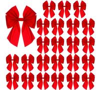 Jexine 24 lazos para corona de Navidad de 6.7 x 5.5 pulgadas, lazos grandes de Navidad, lazos de Navidad para interiores y exteriores, árbol de Navidad, cocina, regalo, fiestas, decoraciones de