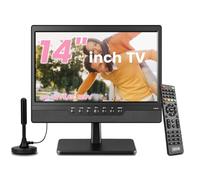 Jexiop Televisor LED HD pequeño de 14 pulgadas, ATSC integrado, soporte de doble montaje para escritorio y montaje en pared, HDMI-USB-AV IN-12 V/CA para RV y cocina