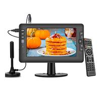 Jexiop - Televisor portátil con visualización IPS de 9 Pulgadas con sintonizador ATSC Digital, Puerto USB, Entrada AV, batería Recargable incorporada, Mini TV para Camping, Caravana, Cocina
