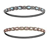 JEXOWIQ Bandas para la Cabeza Elásticas - 2 pcs 2 Estilos Bohemia Diadema Cristal Diamante de Imitación Bandas Diademas de Pelo para el Pelo Accesorios para el Cabello de la Boda para Mujer