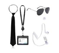 JEXOWIQ Disfraz de Agente Secreto, Juego de 4 Accesorios de Espía para Hombres, Mujeres y Niños, Disfraz de Hombre de Negro para Cosplay, Fiesta Temática y Roleplay