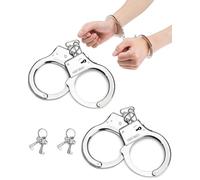 JEXOWIQ Esposas De Metal, 2 Piezas, Esposas Juguete Niños con 4 Llave, Esposas Policia Disfraz, Esposas Policia Profesionales del Juguete Falso Accesorios De Disfraz Juegos De Roles