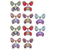 JEXOWIQ Flying Butterfly Toy - 10 unidades Set Wind Up Butterfly Toy goma Powered Butterfly Bright Colors mágica mariposa tarjeta Wind Up Butterfly Toy para una gran sorpresa cumpleaños boda