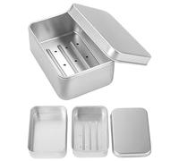 JEXOWIQ Jaboneras,2 pcs Jabonera de Aluminio, Caja de Jabón de Viaje Impermeable Portátil, Jaboneras de Viaje con Tapa y Rejilla de Goteo Extraíble, Jaboneras para Pastillas de Jabon Metal para Casa