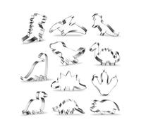 JEXOWIQ moldes galletas,12 pcs Cortadores Galletas Dinosaurio Molde Galletas Dinosaurio Acero Inoxidable Cortador de Galletas Animales Moldes Galletas Multiforme,Cumpleaños Decoracion Fondant