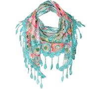 JEXOWIQ Velo de Encaje,1pcs Velo de Encaje Estilo Español Velo Tradicional Floral en la Vendimia Velo de Novia de Mantilla para Pañuelo de Encaje para Cubrir la Cabeza en Misa Latina,lago azul