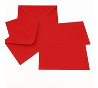 JEYEFFE Sobres de colores con tarjeta, juego de 100 sobres + 100 tarjetas, tamaño mini 7 x 11,2 cm y 14 x 9 cm, para bodas, fiestas, cumpleaños, regalos y tarjetas de felicitación (rojo, 11,2 x 7 cm)