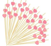 JEYEY Pinchos de Cóctel con Corazón, 100cs Brochetas De Cóctel, Palillos De Cóctel, Brochetas De Amor, Palillos De Cóctel De Bambú con Forma De Corazón, para Fiesta de San Valentín Carnaval (Rosa)
