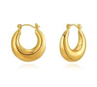 Jeyfull Pendientes de aro de oro de moda para mujer, hipoalergénicos, aretes de oro de moda para mujer, aretes de aro de oro perfectos, idea de regalo de cumpleaños, talla única, Acero aleado, Sin