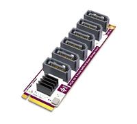 JEYI Adaptador M.2 a SATA 3.0, 6 puertos, tarjeta de expansión M Key a SATA 3.0, interfaz PCIE 3.0 X2, 6 Gbps por puerto, compatible con SSD/HDD para PC de escritorio, compatible con Windows/Mac OS