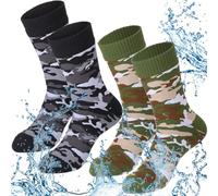 Jeyiour 2 pares de calcetines impermeables unisex impermeables transpirables calcetines al aire libre esquí senderismo vadeo pesca calcetines para hombres mujeres, Camouflaje, X-Large