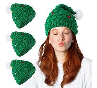 Jeyiour Gorro de ganchillo de punto para árbol de Navidad, gorro de punto para árbol de Navidad, gorro unisex para adultos, color verde, forro polar verde con licencia oficial de star wars silent one crew., talla única