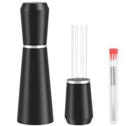 Jeymei WDT - Herramienta de distribución de espresso, agitador de café de 8 agujas de 0.35 mm con 8 agujas adicionales, acero inoxidable 304, mango de aleación de aluminio con soporte, herramienta de