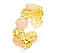 JEYORZY 1 Pcs Ajustable Flores de Cerezo Anillo Mujer Oro 14k, Jardín Anillo Abierto Sencillo Circonita, Anillo Niña Elegante Piedra Preciosa, Regalo Anillo Promesa Joyas de Mujer