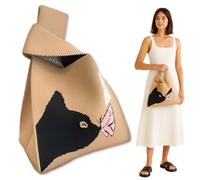 JEYORZY 1 Pcs Bolsa de lona con Cremallera, Bolsa de lona, Bolsa de lona con Estampado de Gato, Bolsa de Compras Reutilizable de Algodón con Bolsillo, Bolso de Mano Lavable para Amigos, Colegas