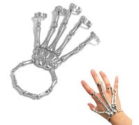 JEYORZY 1 pcs Pulsera De Mano De Esqueleto De Calavera Con Anillo Pulsera Punk De Halloween, brazalete de hueso punk de esqueleto, manos de esqueleto de Pascua, cadena de mano fantasma de pulsera