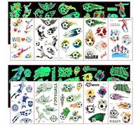 JEYORZY 10 Hojas Tatuajes Temporales Niños,Futbol Niños Regalos Cumpleaños Niños Colegio Pegatinas Infantiles Juguetes Niños 3 4 5 6 7 8 9 10 11 12 Años Regalos Futbol Niños Luminoso Tatuajes Niños(B)