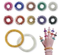 JEYORZY 10 unidades de anillos de masaje, 8 anillos de acupresión para dedos y 2 anillos de masaje de muñeca, Acupressure Rings Spiky Sensory Finger Rings Set,para reducir el estrés