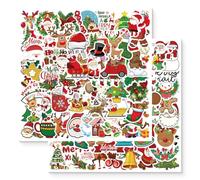 JEYORZY 100 Pegatinas Navideñas DIY: Papá Noel, Muñeco de Nieve, Duende y Reno; Decora tu Estuche, Oficina, Portátil, Puerta, Ventana y Tarjetas, Ideal para Niños y Adultos en Navidad