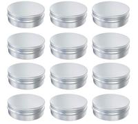 JEYORZY 12 Pcs Caja Metálica, Tarros de Aluminio Vacíos Redondos 15ml, Contenedores Cosméticos de Viaje, Latas de Metal Plata