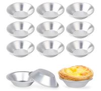 JEYORZY 12 piezas moldes de pastel de huevo de aluminio, mini bandejas para tartas, moldes de pastel de huevo reutilizables, moldes de hornear antiadherentes, para hacer magdalenas y tartaletas