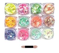 JEYORZY 12 Piezas Purpurina Cara Festival,Brillantes para La Cara,Gel de Purpurina Luminoso,Glitter Maquillaje Purpurina,para Uñas,Sombra de Ojos,Cara Maquillaje