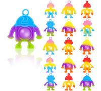 JEYORZY 15 pcs Juguetes Antiestres Niños, Push and Pop Bubble Fidget Toy, Silicona Fidget Juguete Llavero, Mini Robot Juguetes Silicona, Juguetes para Aliviar Estrés Niños Autistas, Estilo aleatorio