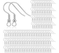 JEYORZY 150 pcs Enganches Pendientes, Ganchos para Pendientes, Hipoalergénicos Ganchos Para Pendientes con Bola de Resorte, Accesorios Para Hacer Pendientes, Bricolaje Pendientes Joyería Hacer, plata