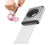 JEYORZY 1pcs Acero Inoxidable Cortador de Cebolla, ayuda de corte de acero inoxidable, Soporte para Cebollas para Cortar Cebollas, Soporte de Ceboll para Cortar Carne, Soporte de Rodajas de Cebolla