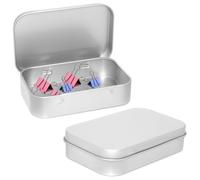 JEYORZY 2 PCS Latas rectangulares vacías de metal con bisagras,